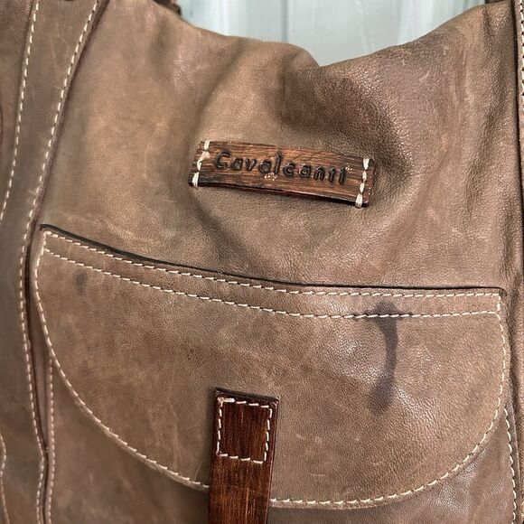Calvalcanti Genuine Leather Handbag Shoulder Purse Crossbody Strap Made In Italy - Picture 2 of 16